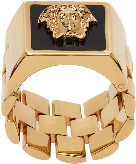 versace smalto|Gold & Black Smalto Ring by Versace on Sale .